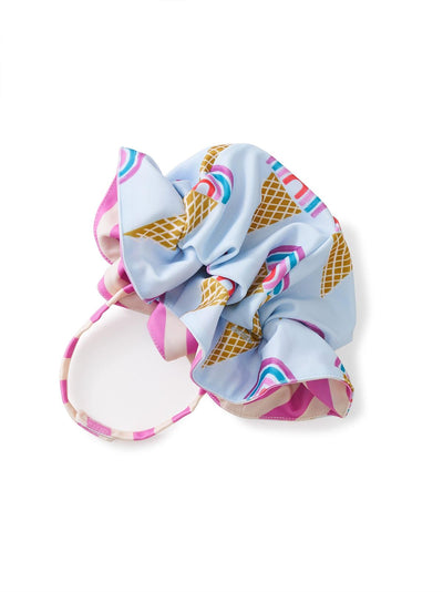 Reversible Ruffle Baby Sun Hat - Rainbow Cones In Blue