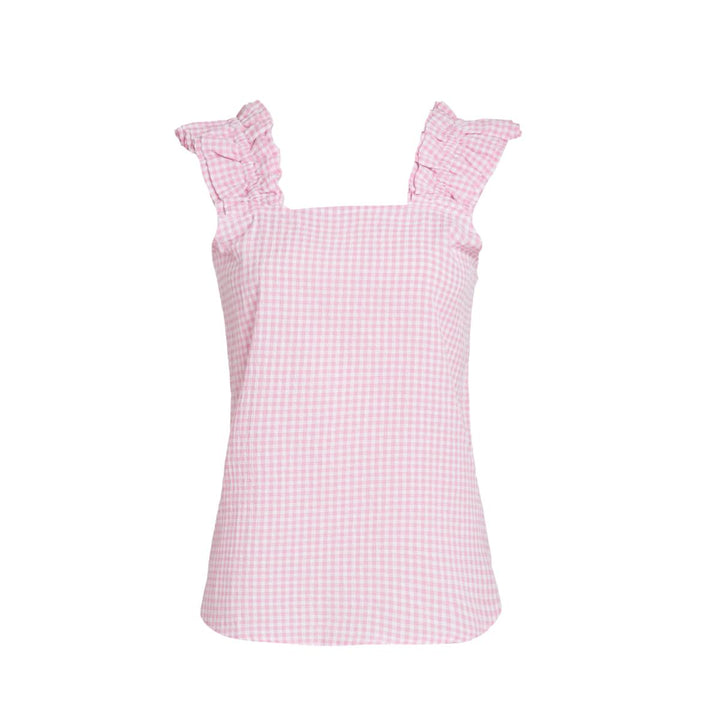 Caroline Ruffle Sleeveless Top - Pink Peony