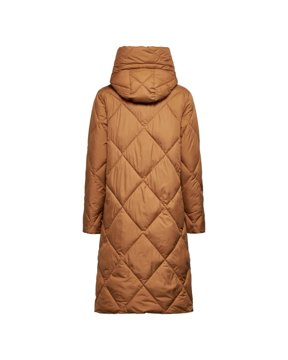 Long Quilted Down Coat - Biscuit