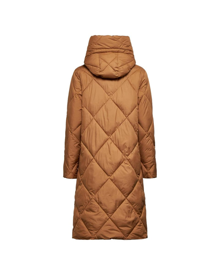 Long Quilted Down Coat - Biscuit