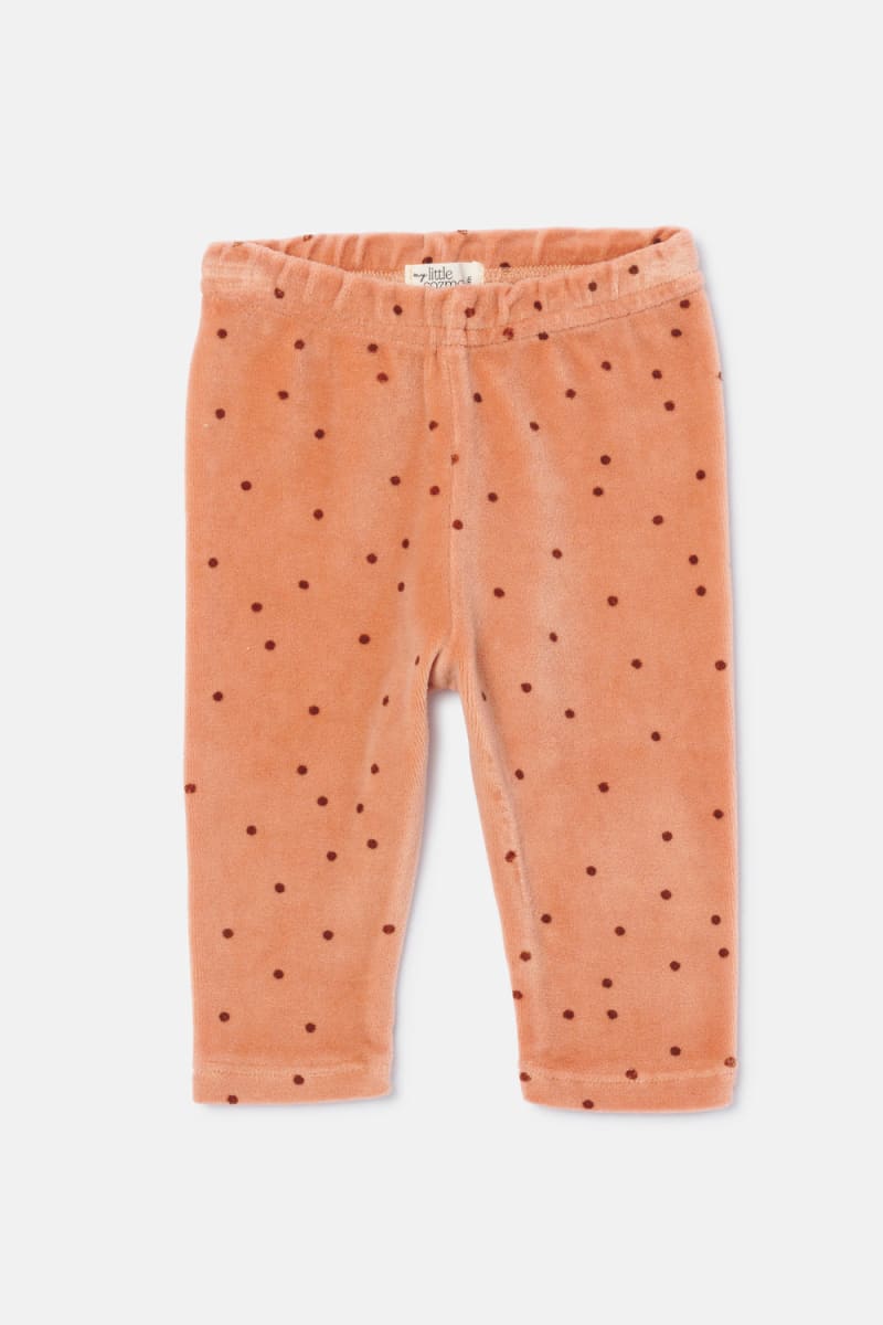 Polka Dot Velour Baby Leggings - Pink