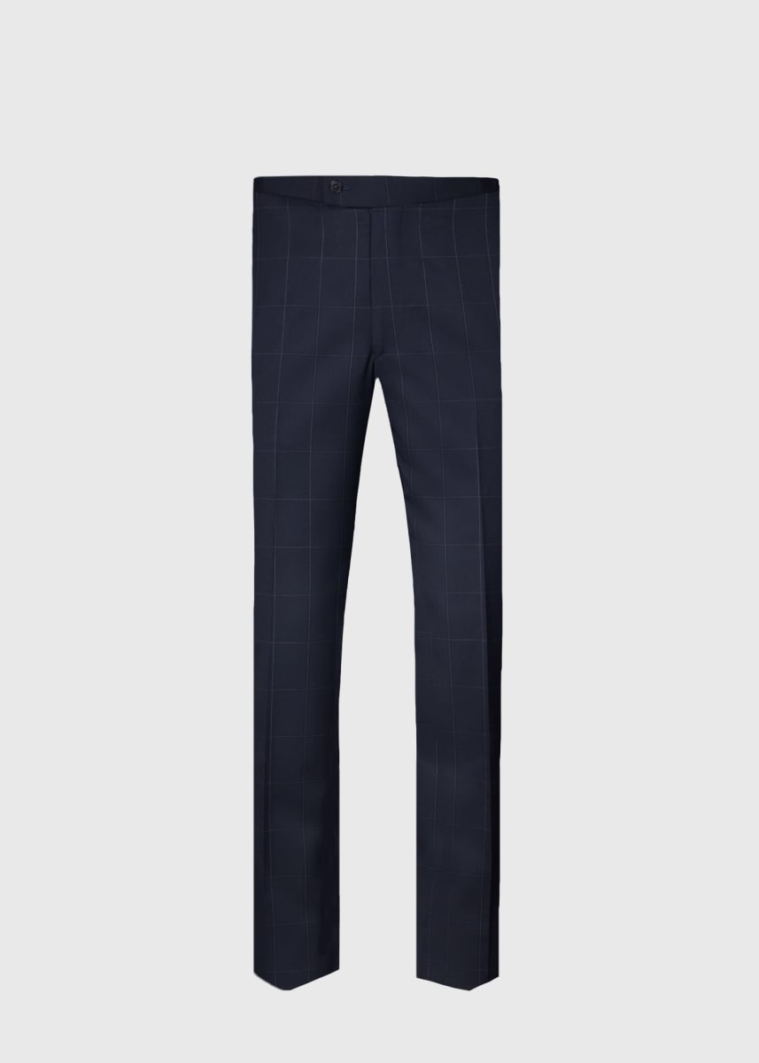 Wool Windowpane Suit - Navy