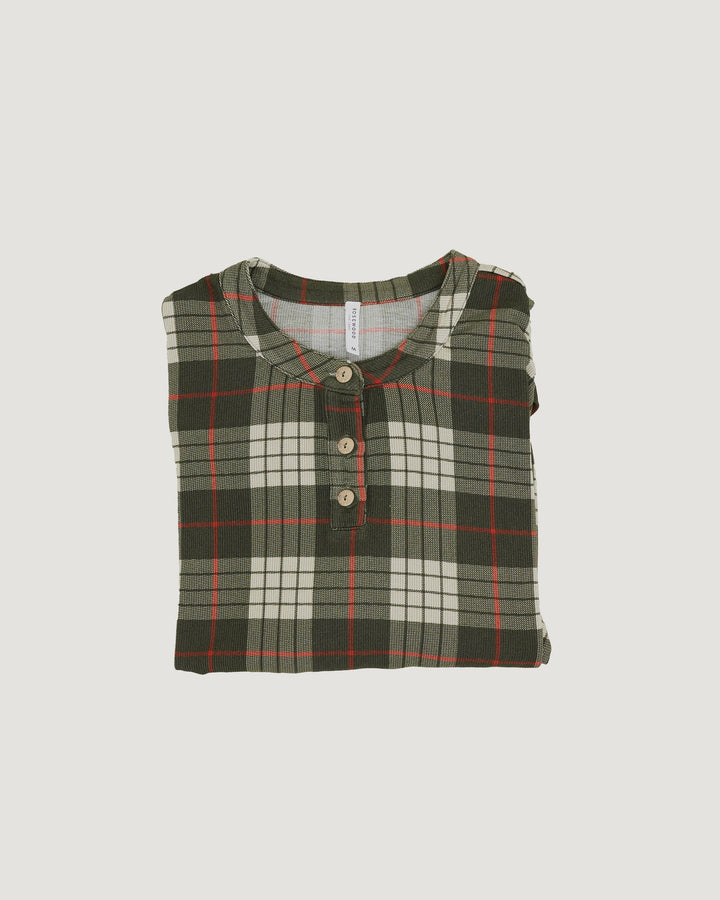 Men's Henley Top - Winter Plaid