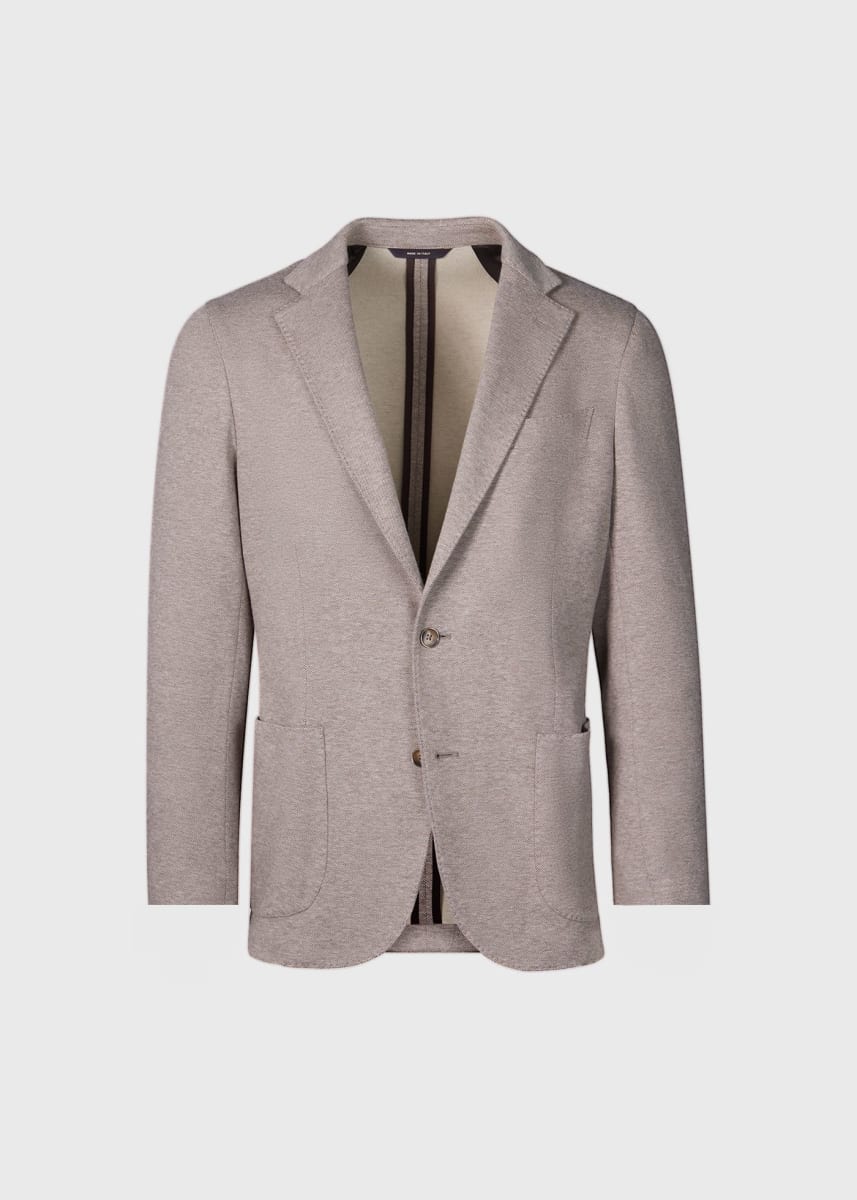 Cotton & Cashmere Pique Soft Jacket - Brown