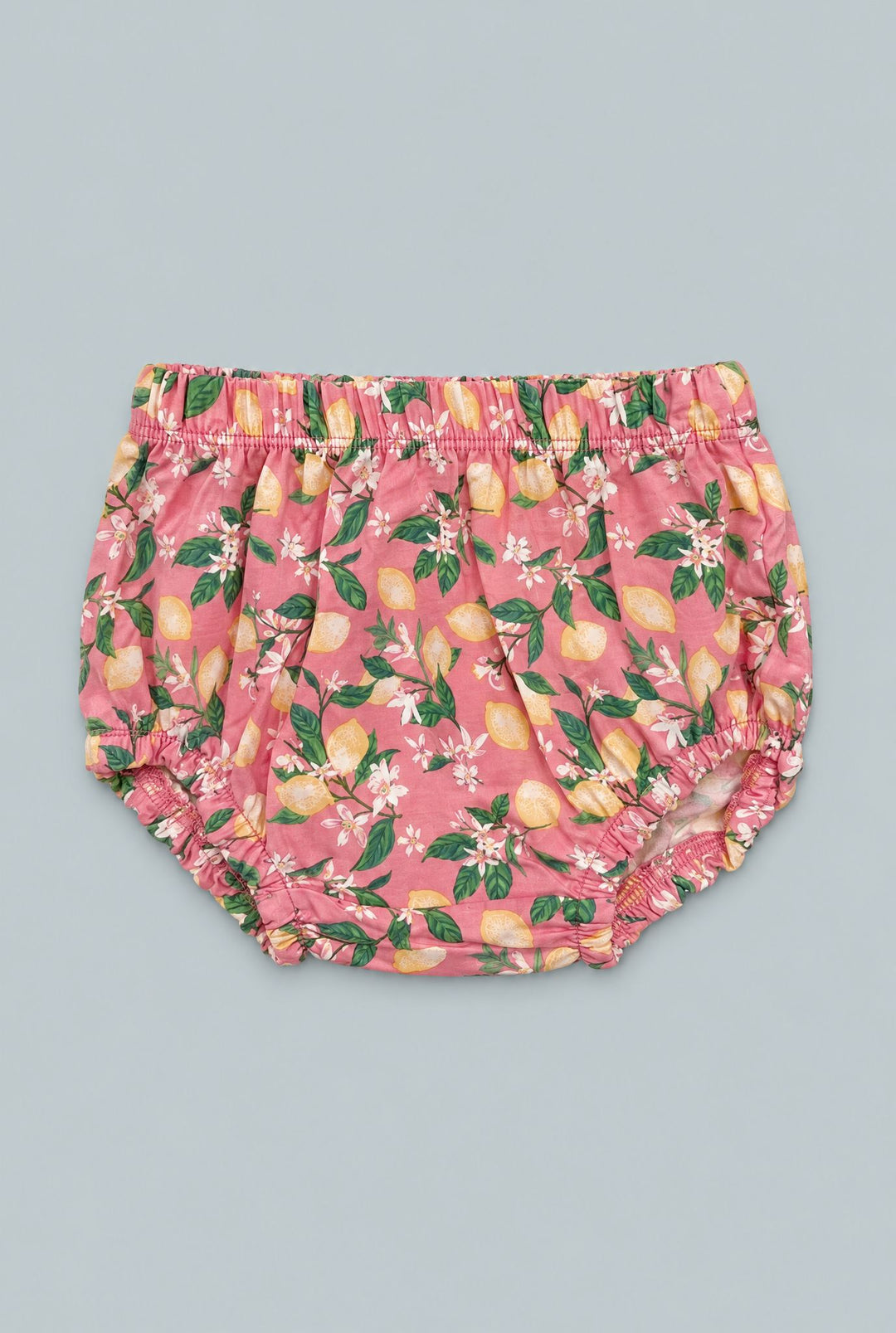 Lemon Floral Print Ruffle Dress With Bloomer - Lemons Pink