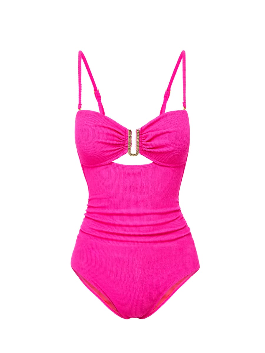 Lisa One Piece Textured Stripe - Shocking Pink
