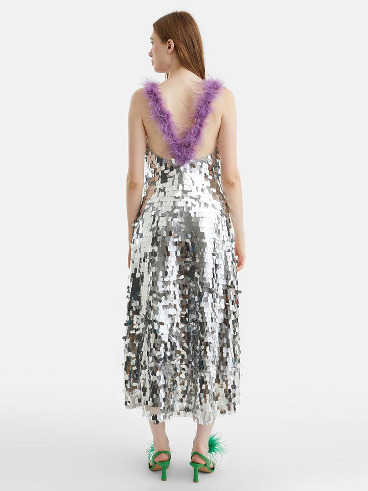 Sequined Long Dress - Silver