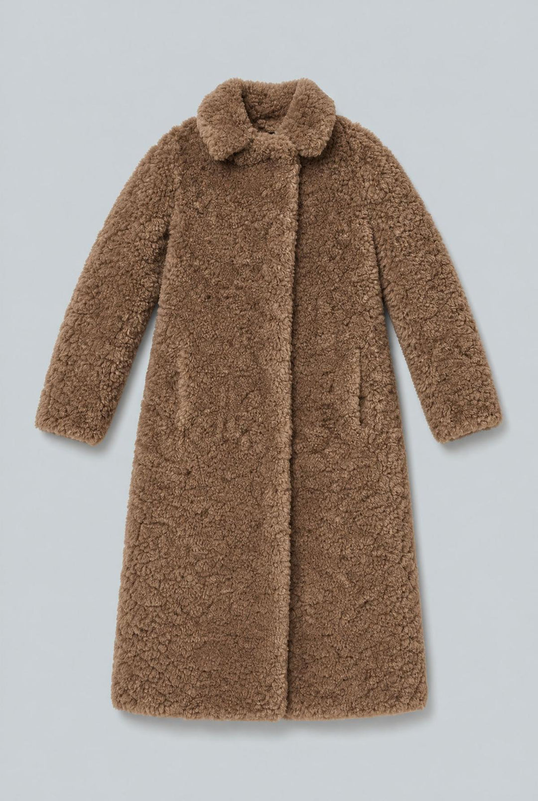 Faux Fur Belted Coat - Brown