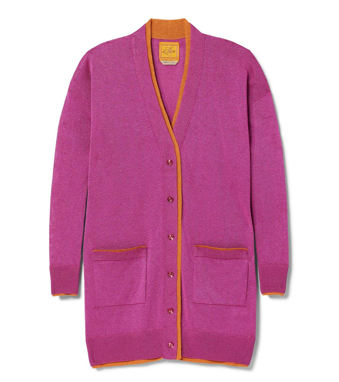 Coco Belted Cardigan - Cerise Shimmer
