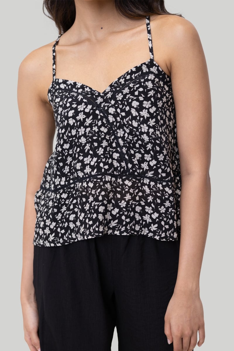 V-Neck Lace Camisole - Monochrome Medley