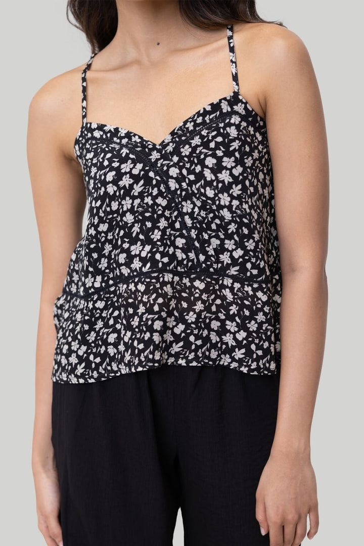 V-Neck Lace Camisole - Monochrome Medley