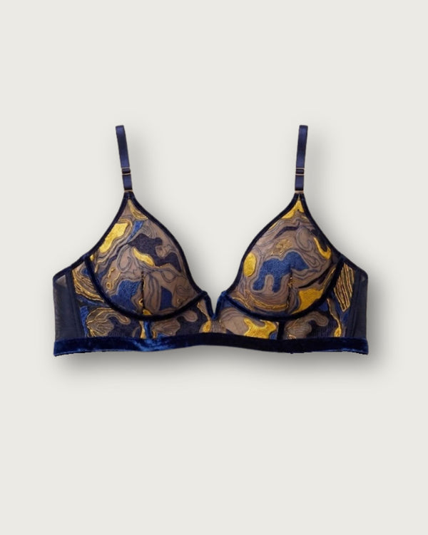 Only One You Longline Triangle Bra - Navy & Amber