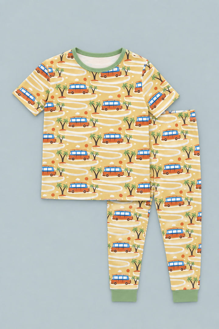 Big Kid Pajama Short Sleeve - Surf Van
