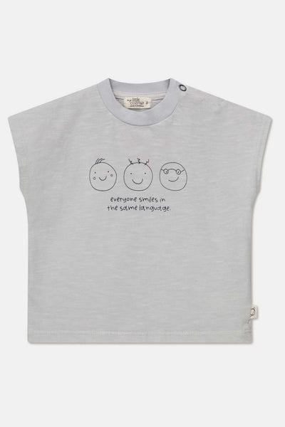 Print slub baby t-shirt smiles - Soft grey