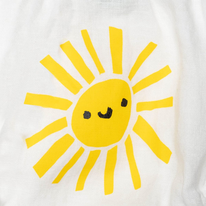 Linen Baby Ruffle Sun Dress - Natural/Yellow