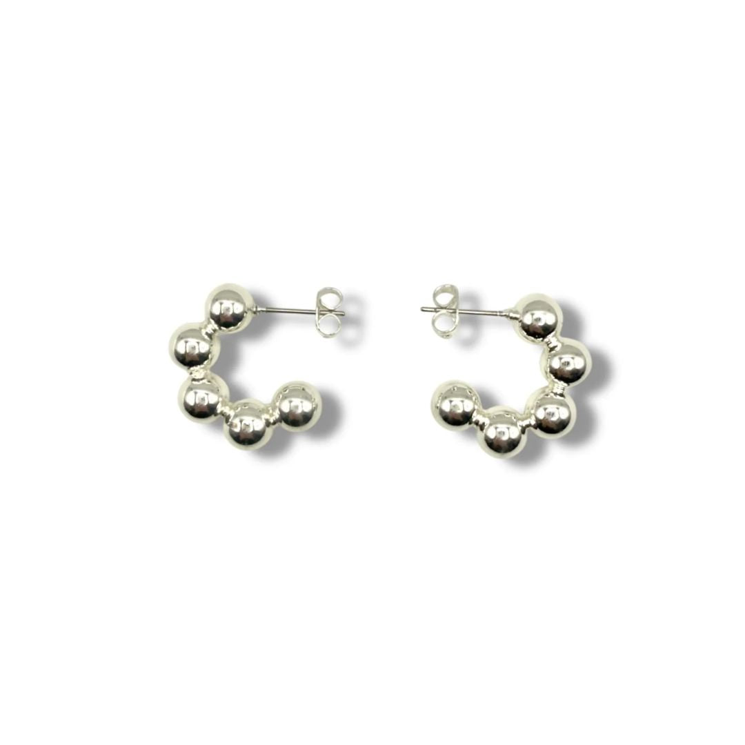 Orbit Bead Hoops - Silver