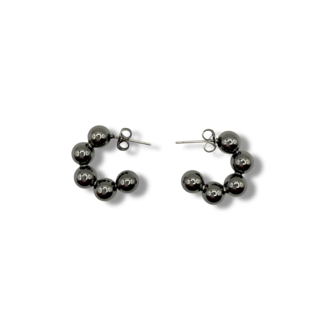 Orbit Bead Hoops - Black