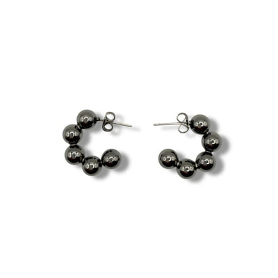 Orbit Bead Hoops - Black