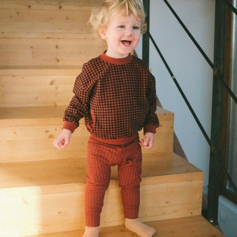 Organic Baby Plaid Sweatshirt - Taupe