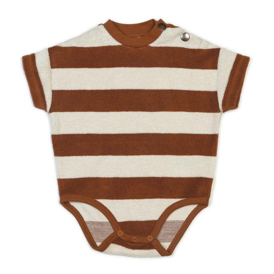 Organic Bodysuit - Caramel Stripe Bodysuits Kid Wild 