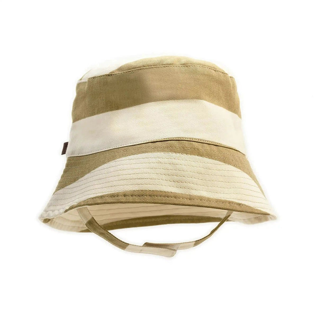 Organic Bucket Hat - Stripe Olive Accessories Kid Wild 