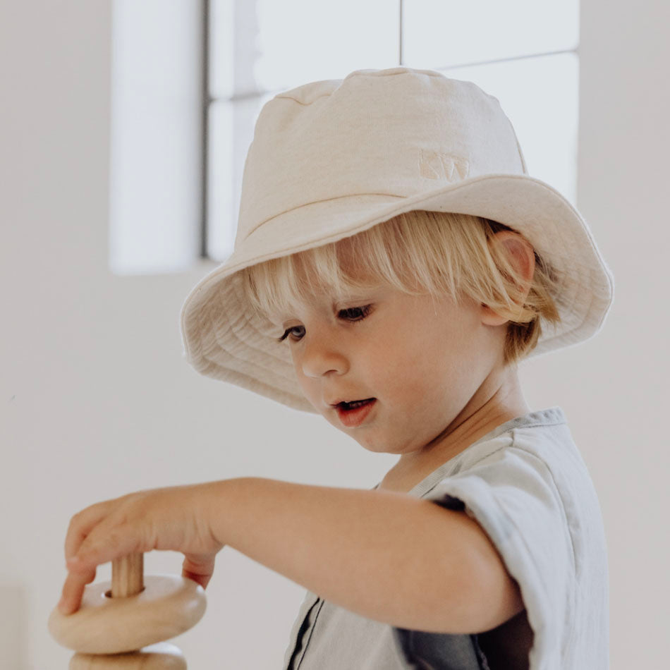 Organic Bucket Hat - Almond Melange Accessories Kid Wild 