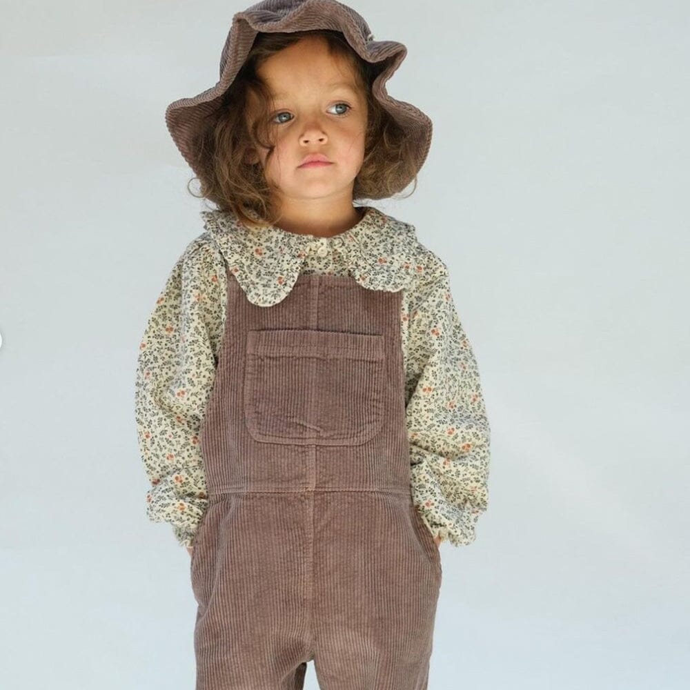 Organic Corduroy Kids Overalls - Garnet