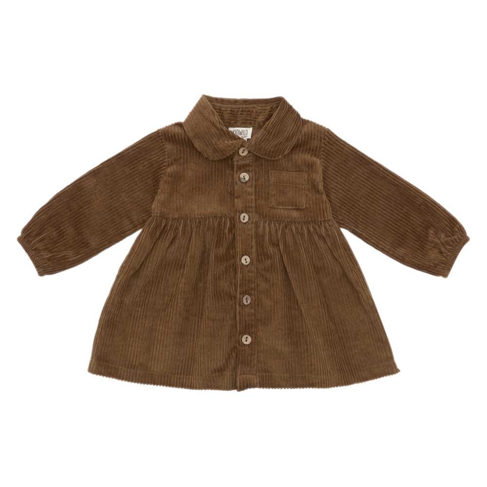 Organic Corduroy Shirt Dress - Toffee Dresses + Skirts Kid Wild 