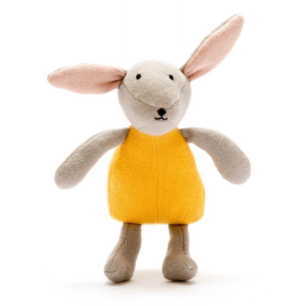 Organic Cotton Bunny Soft Toy in Mustard