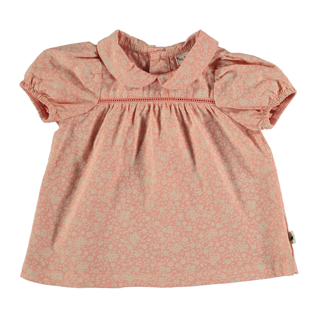 Organic Cotton Floral Dress & Bloomers - Peach