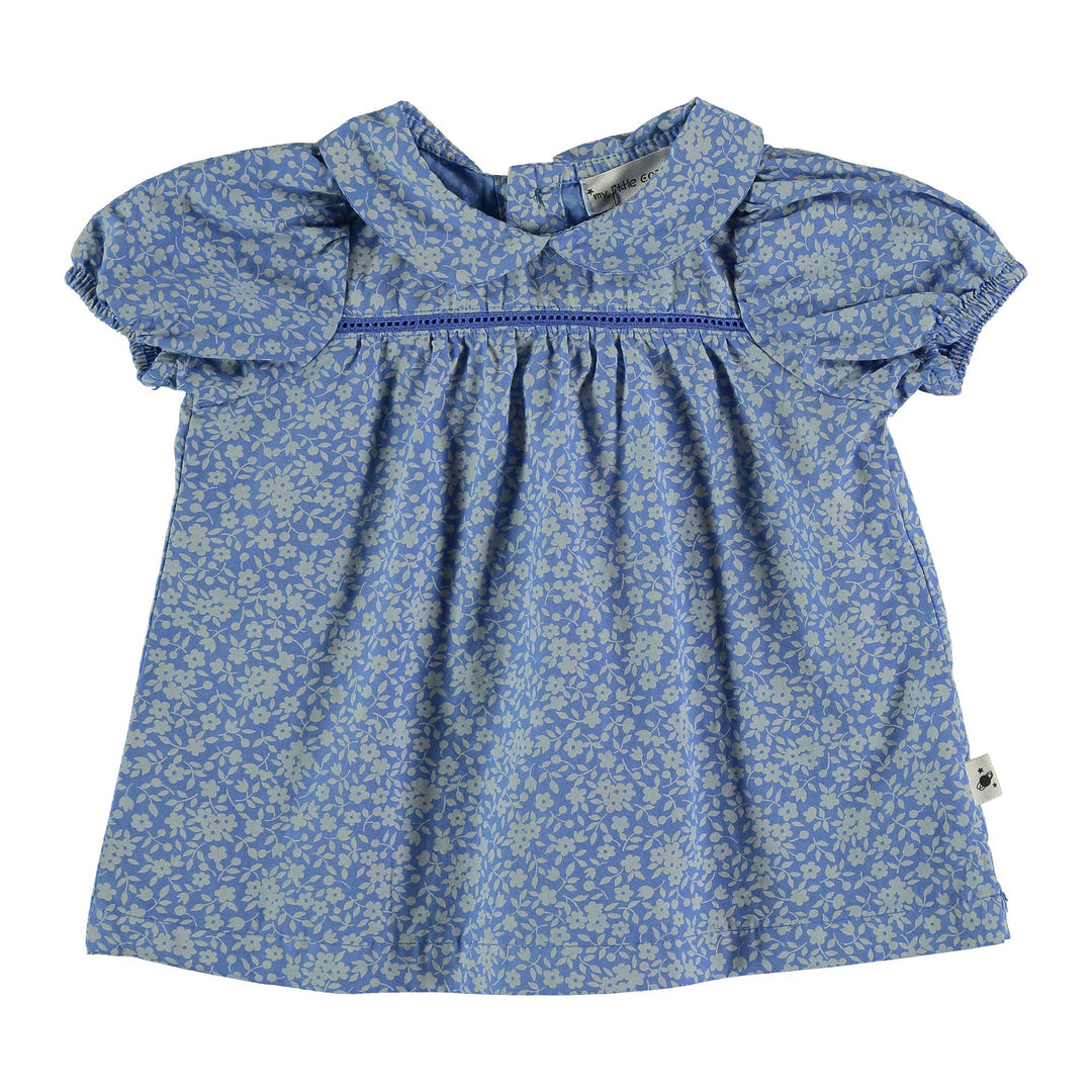 Organic Cotton Floral Dress & Bloomers - Royal Blue