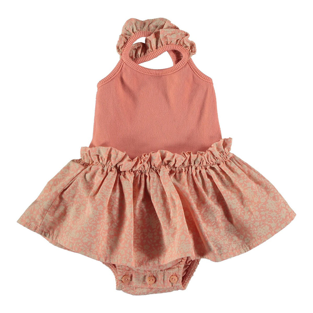 Organic Cotton Floral Romper - Peach One Pieces My Little Cozmo 