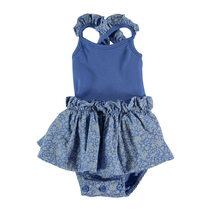 Organic Cotton Floral Romper - Royal Blue One Pieces My Little Cozmo 