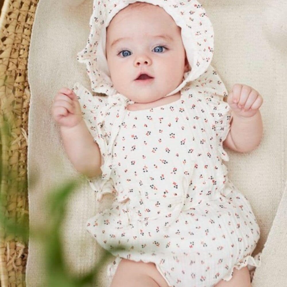 Organic Cotton Liberty Romper - Peach