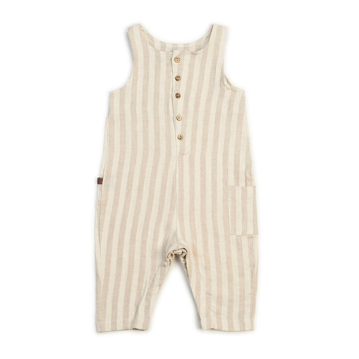 Organic Jumpsuit - Linen Stripe One Pieces Kid Wild 