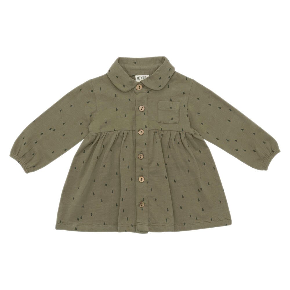 Organic Shirt Dress - AOP Raindrop Dresses + Skirts Kid Wild 