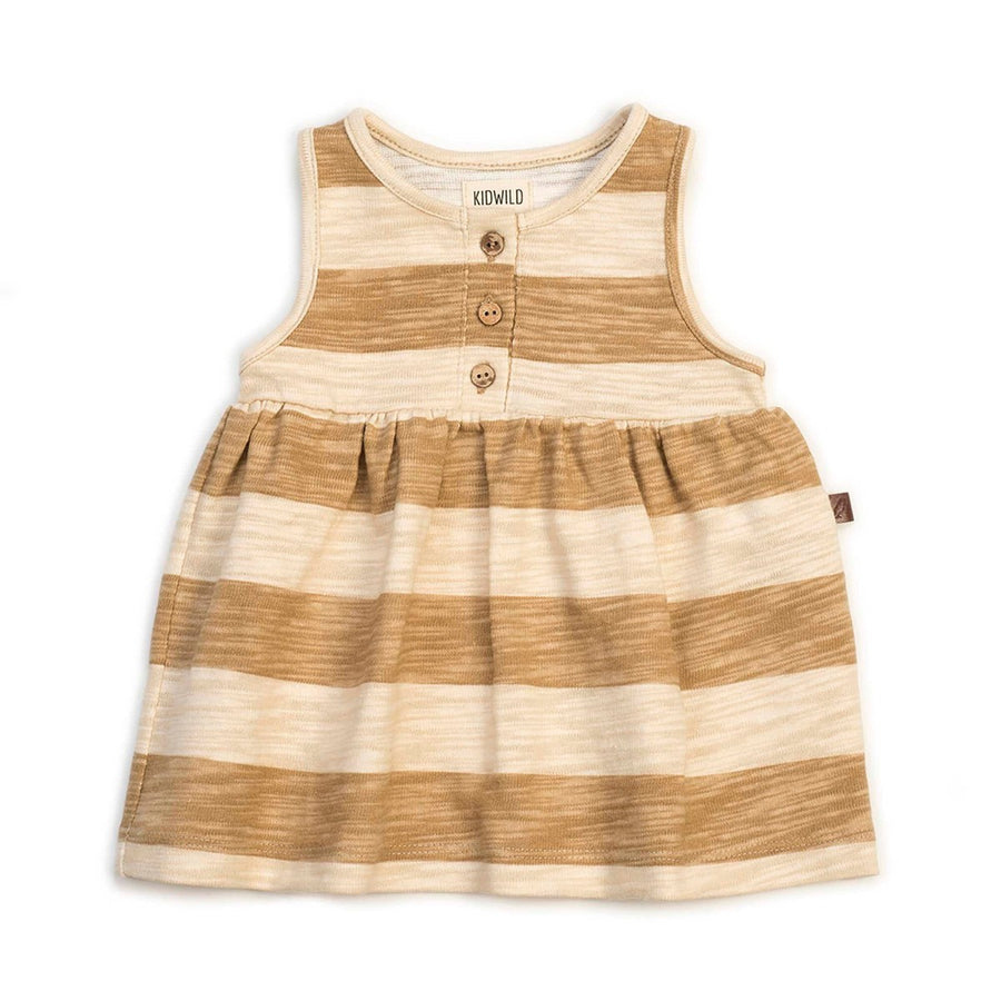 Organic Tank Dress - Honey Stripe Dresses + Skirts Kid Wild 