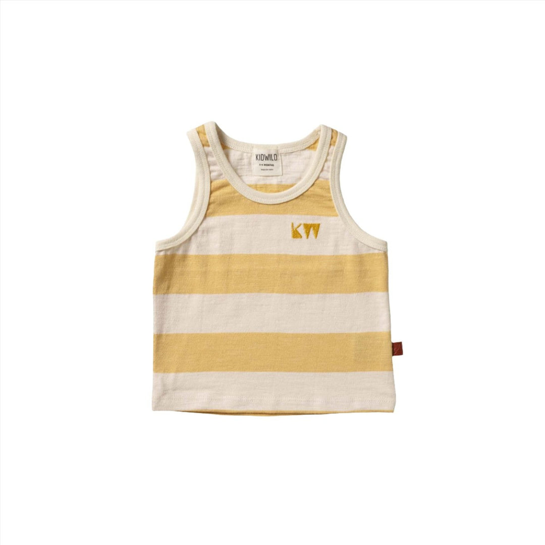 Organic Tank Top - Yellow Stripe Tank Tops Kid Wild 