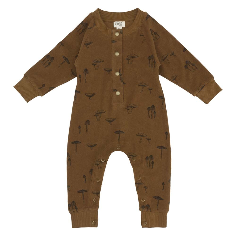 Organic Terry Playsuit - AOP Mushroom One Pieces Kid Wild 