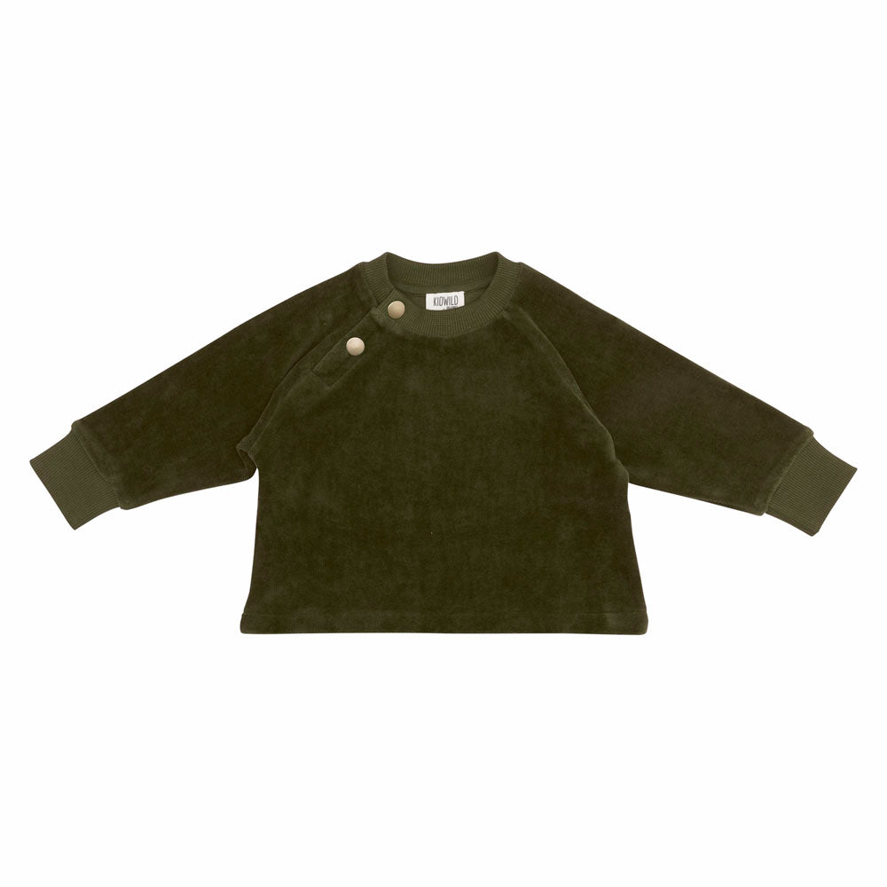 Organic Velour Baby Sweater - Forest