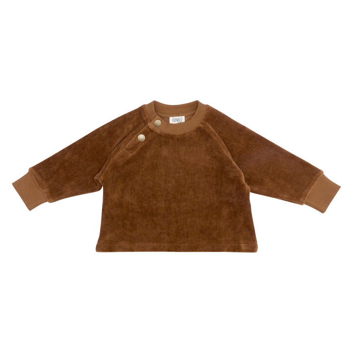 Organic Velour Baby Sweater - Toffee