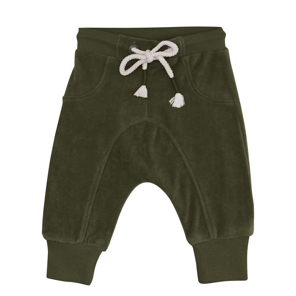 Organic Velour Joggers - Forest