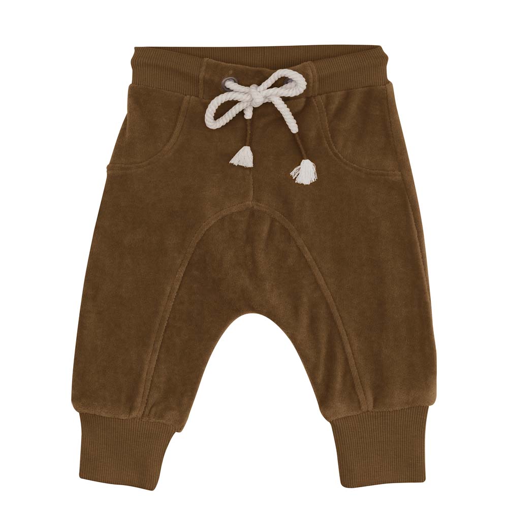 Organic Velour Joggers - Toffee