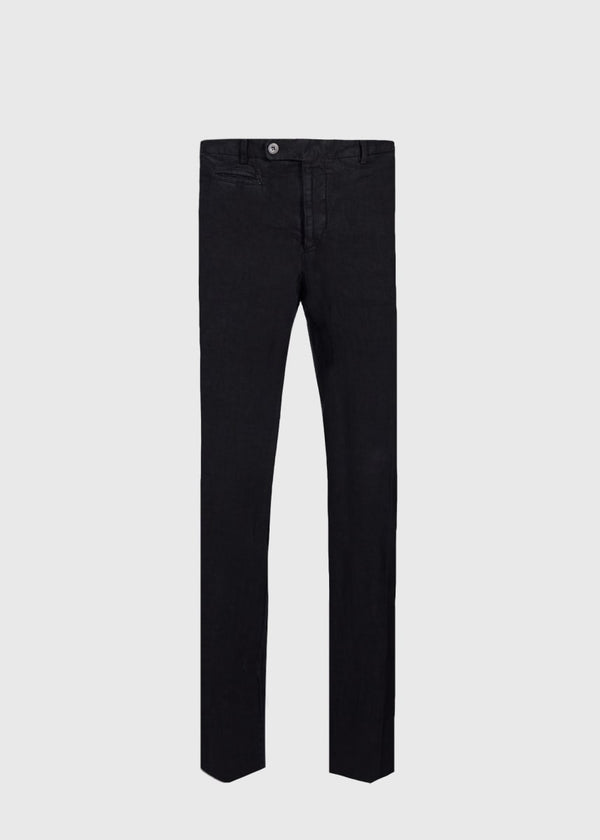 Garment-Dyed Linen Dress Trouser - Black