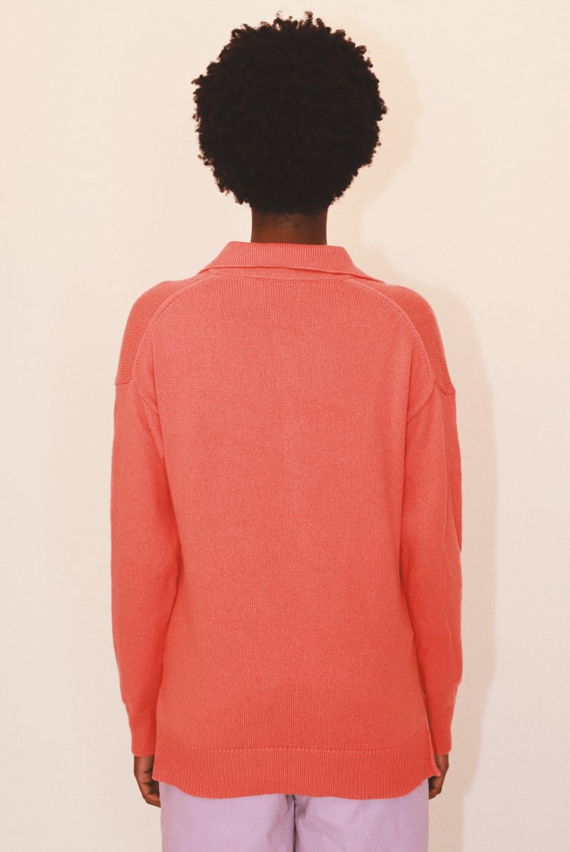 Mitch Collar Sweater - Coral