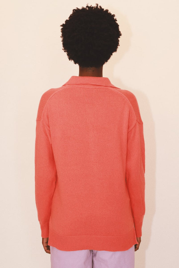 Mitch Collar Sweater - Coral