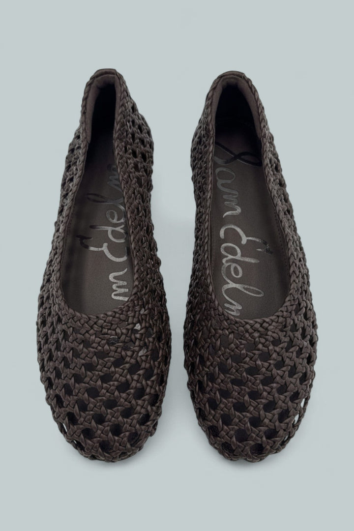Women's Shira Woven Leather Ballet Flats - Dark Brown