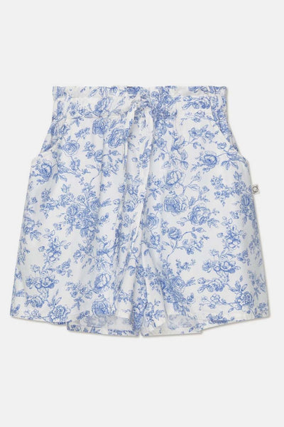Cotton floral woman shorts - Ivory