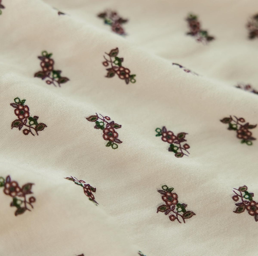 Rosie Pajama Top - Antique white & Crimson floral - FINAL SALE