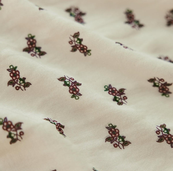 Rosie Pajama Top - Antique white & Crimson floral - FINAL SALE